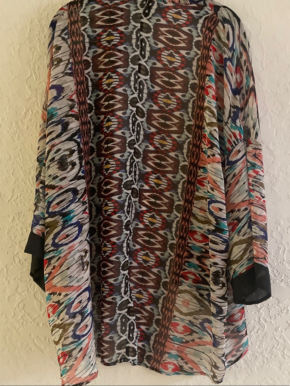 Sheer Multi-Color Patterned Kimono - Picture 9 of 12